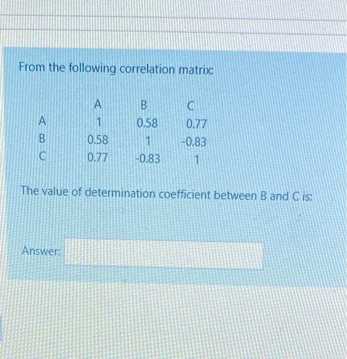 Solved From The Following Correlation Matrix: А Co B A 1 B | Chegg.com