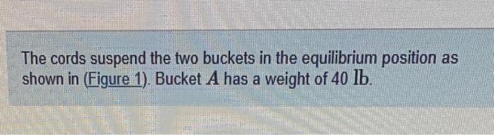 Solved The Cords Suspend The Two Buckets In The Equilibrium | Chegg.com