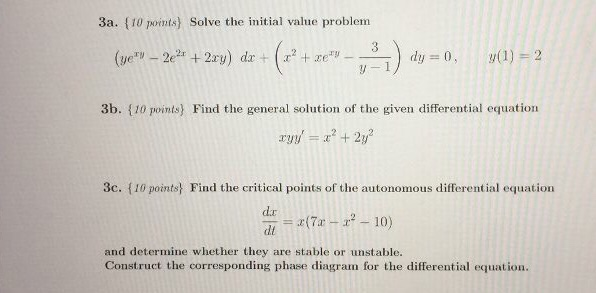 Solved 3a. (10 points) Solve the initial value problem (19