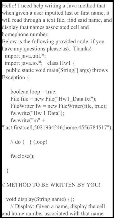 Solved Hello! I need help writing a Java method that when | Chegg.com