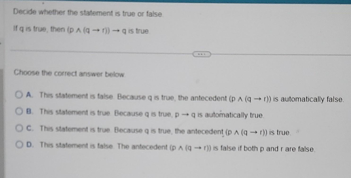 Solved Decide whether the statement is true or false If q is | Chegg.com
