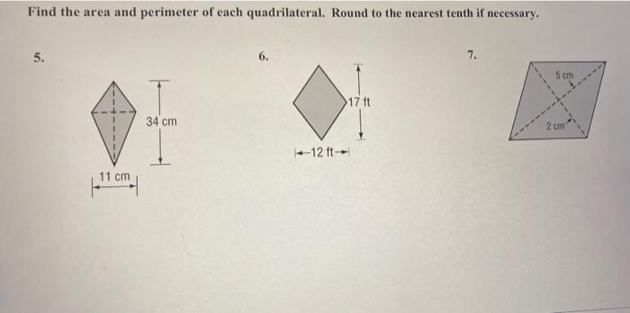 Solved Find the area and perimeter of each quadrilateral. | Chegg.com