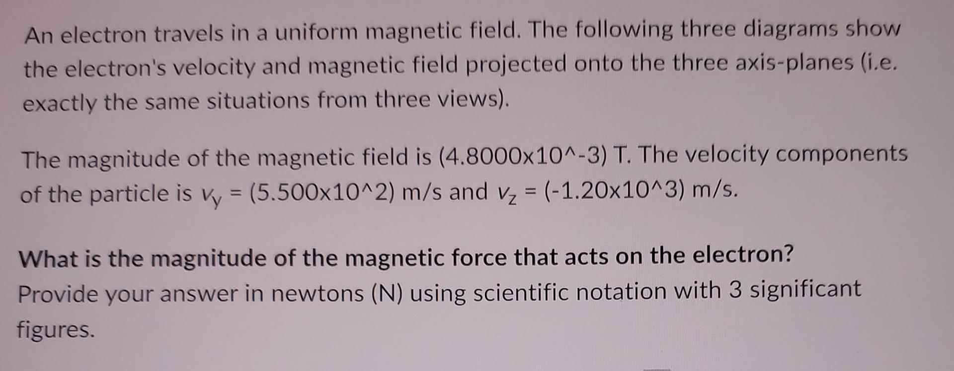 Solved An electron travels in a uniform magnetic field. The | Chegg.com