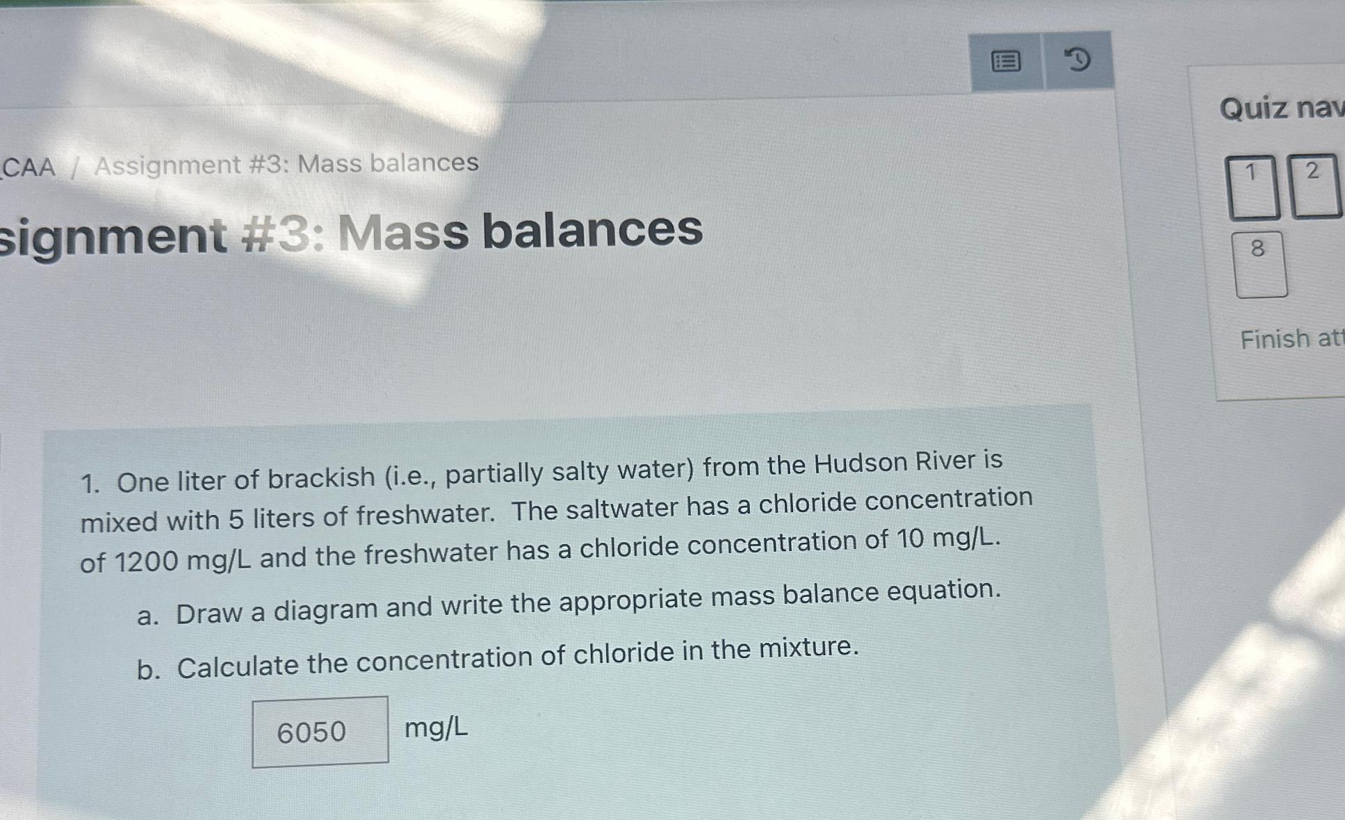 Solved CAA / Assignment #3: Mass Balances\\nsignment #3: | Chegg.com