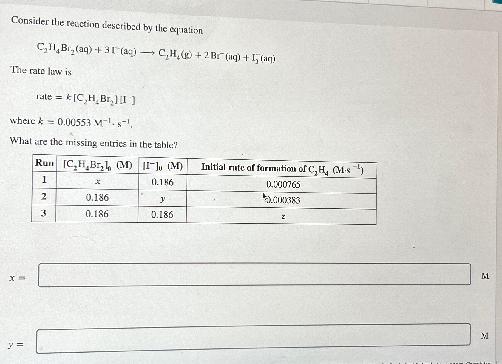 Solved Consider the reaction described by the Chegg