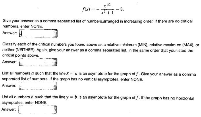 Solved locate critical numbers for the function and solve | Chegg.com
