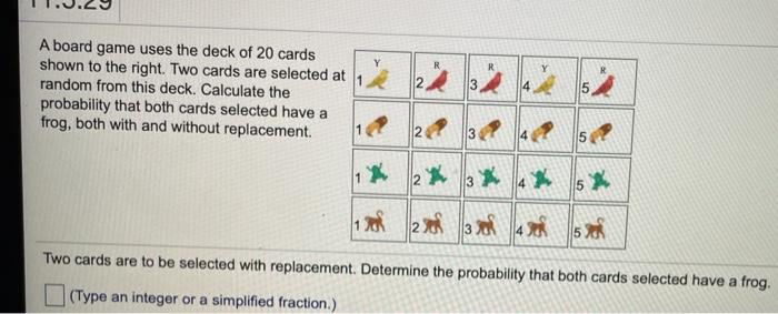 Solved A board game uses the deck of 20 cards shown to the | Chegg.com