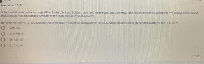 Solved Narrative 11-1 Solve the following problems using | Chegg.com