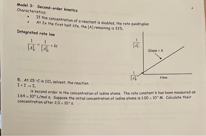 Solved Model 3: Second-order Kinetics Characteristics: - If | Chegg.com