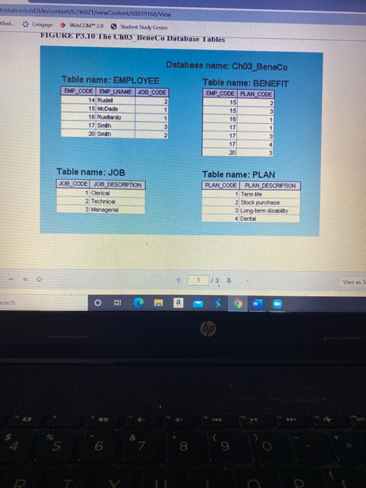 Solved Chapter 3 Problems Use the database shown in Figure | Chegg.com