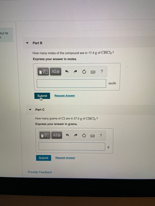 Solved but its 2. Part B How many moles of the compound are | Chegg.com