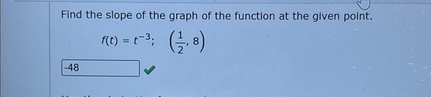 Solved Find the slope of the graph of the function at the | Chegg.com