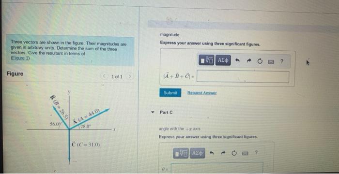 Solved Three vectors are shown in the figure. Their | Chegg.com