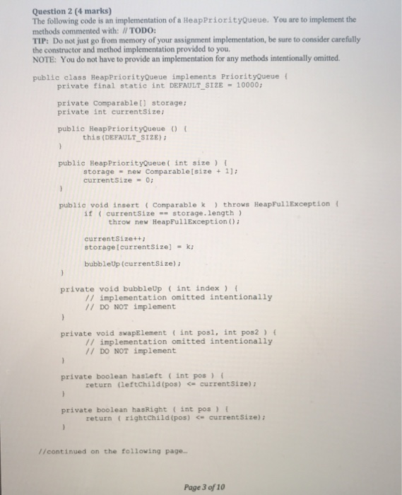 Solved Question 2 (4 marks) The following code is an | Chegg.com