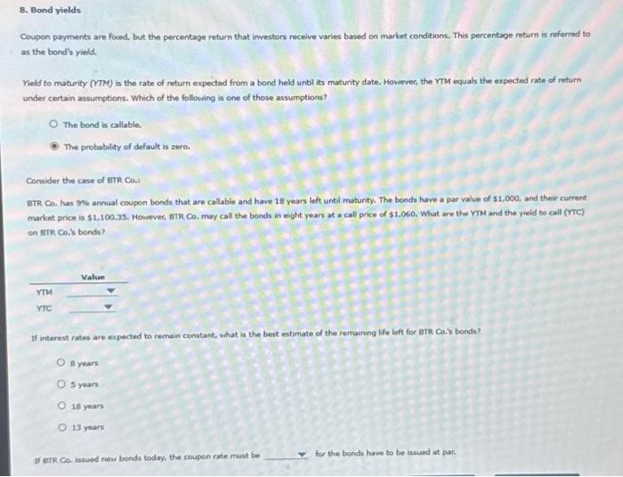 Solved Coupon payments are foced, but the percentage return | Chegg.com