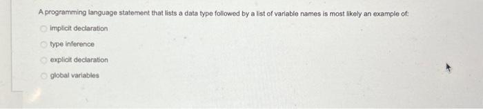 Solved A programming language statement that lists a data | Chegg.com