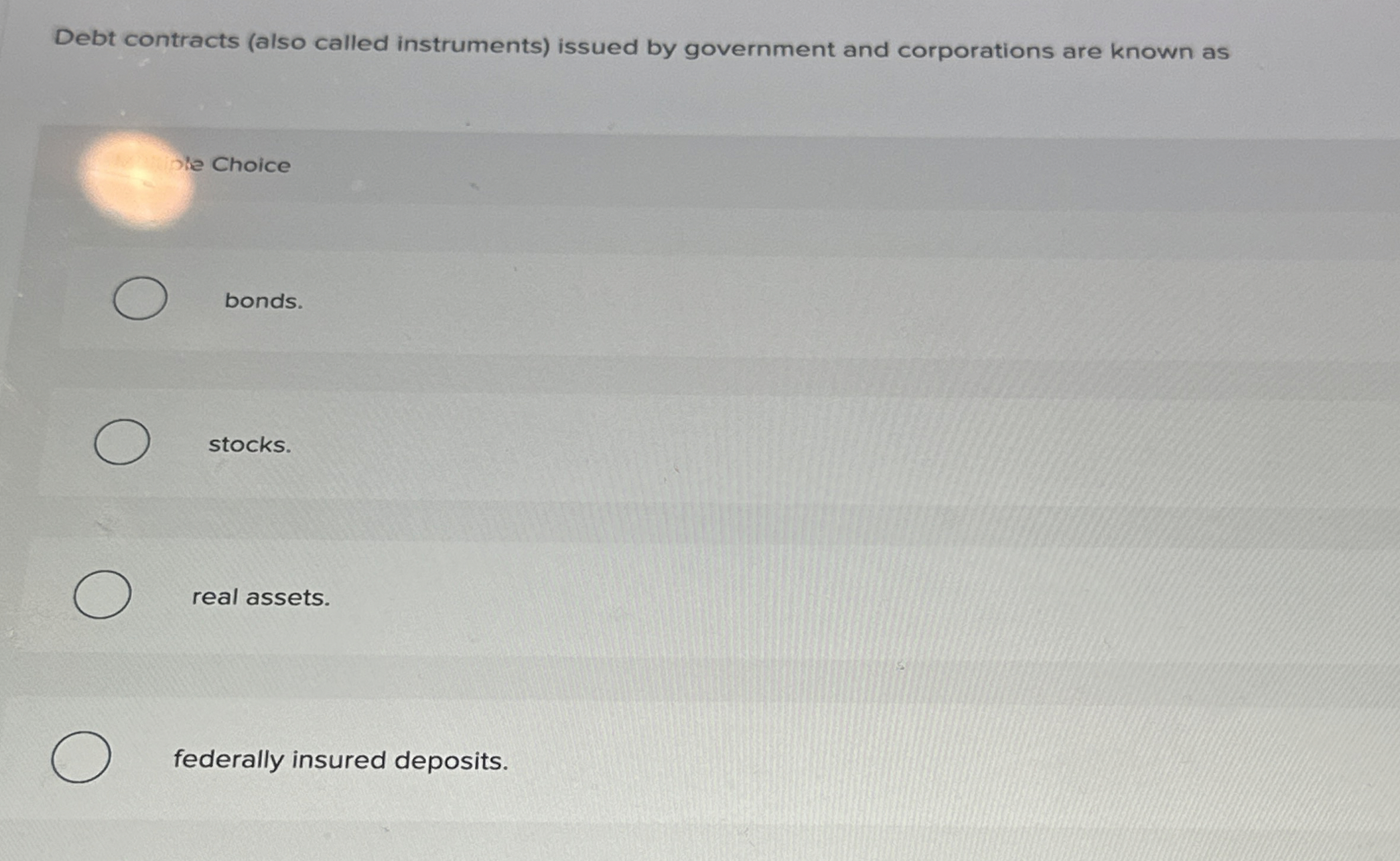 Solved Debt contracts (also called instruments) ﻿issued by | Chegg.com