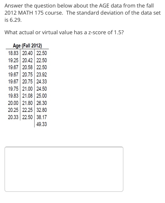 Solved Answer the question below about the AGE data from the | Chegg.com