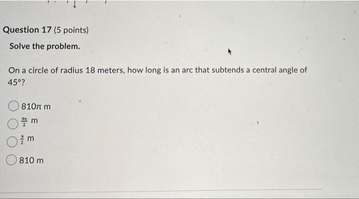 Solved Question 17 (5 points) Solve the problem. On a circle | Chegg.com