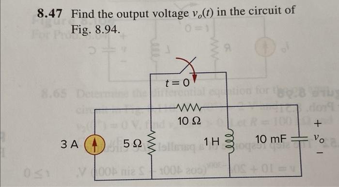 Solved 8.47 Find the output voltage vo(t) in the circuit of | Chegg.com