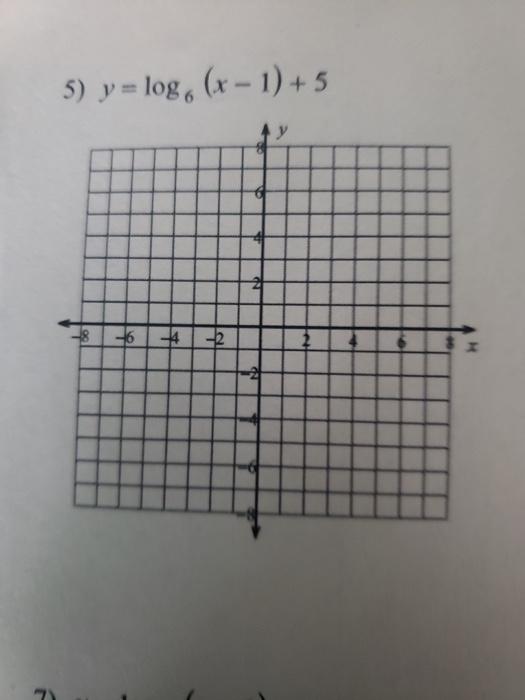 Solved 5) y = log, (x - 1) + 5 ) - + 5 18 | Chegg.com
