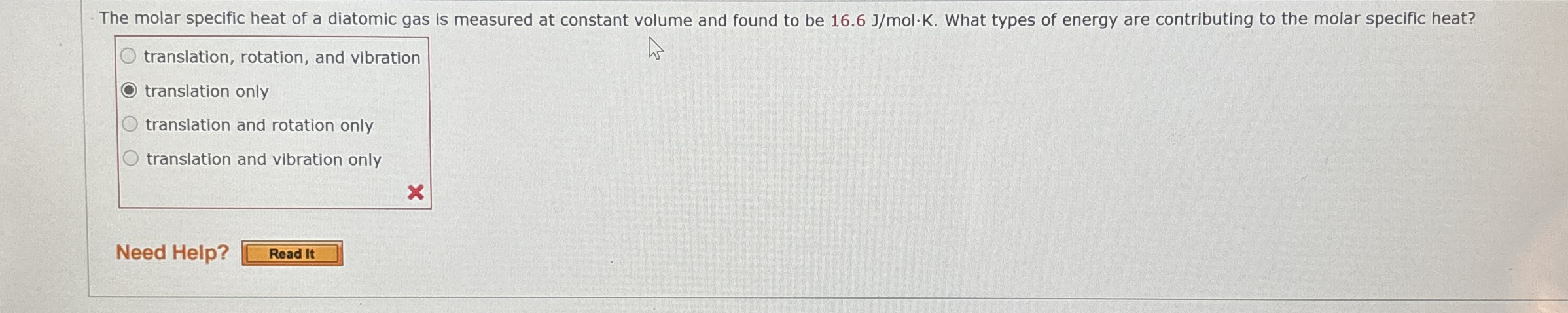 Solved The molar specific heat of a diatomic gas is measured | Chegg.com