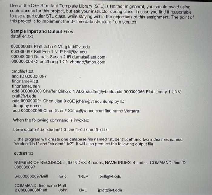 Solved COM 301 Lab 2: Implementing Indexing Using B-Trees An | Chegg.com