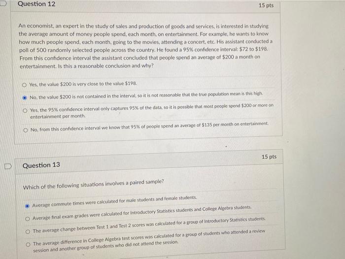 Solved Question 12 15 pts An economist, an expert in the | Chegg.com
