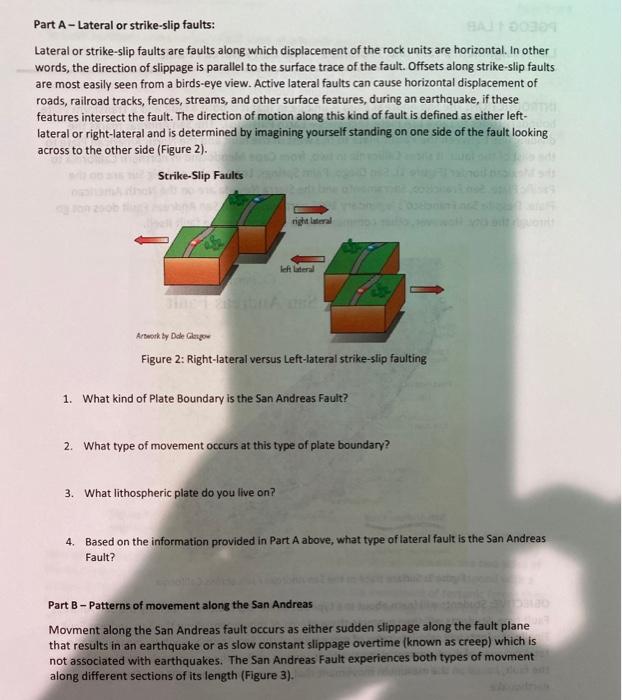 Solved Lab Assignment 13 Plate Tectonics The San Andreas
