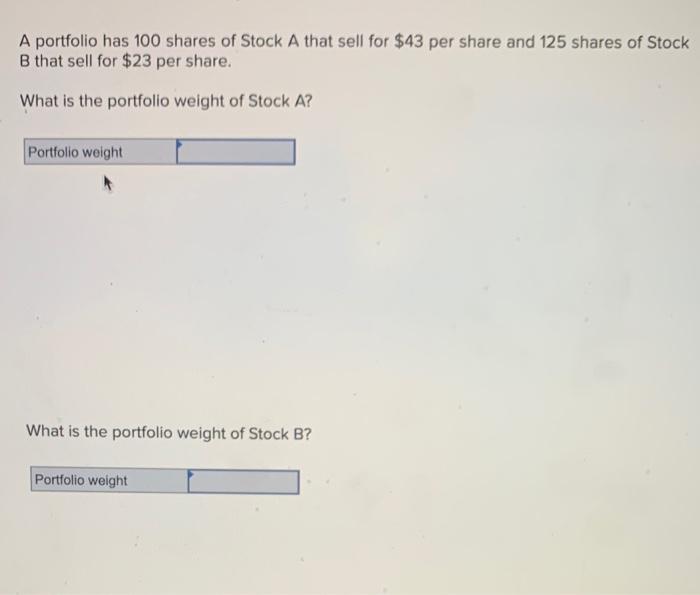 Solved A Portfolio Has 100 Shares Of Stock A That Sell For | Chegg.com