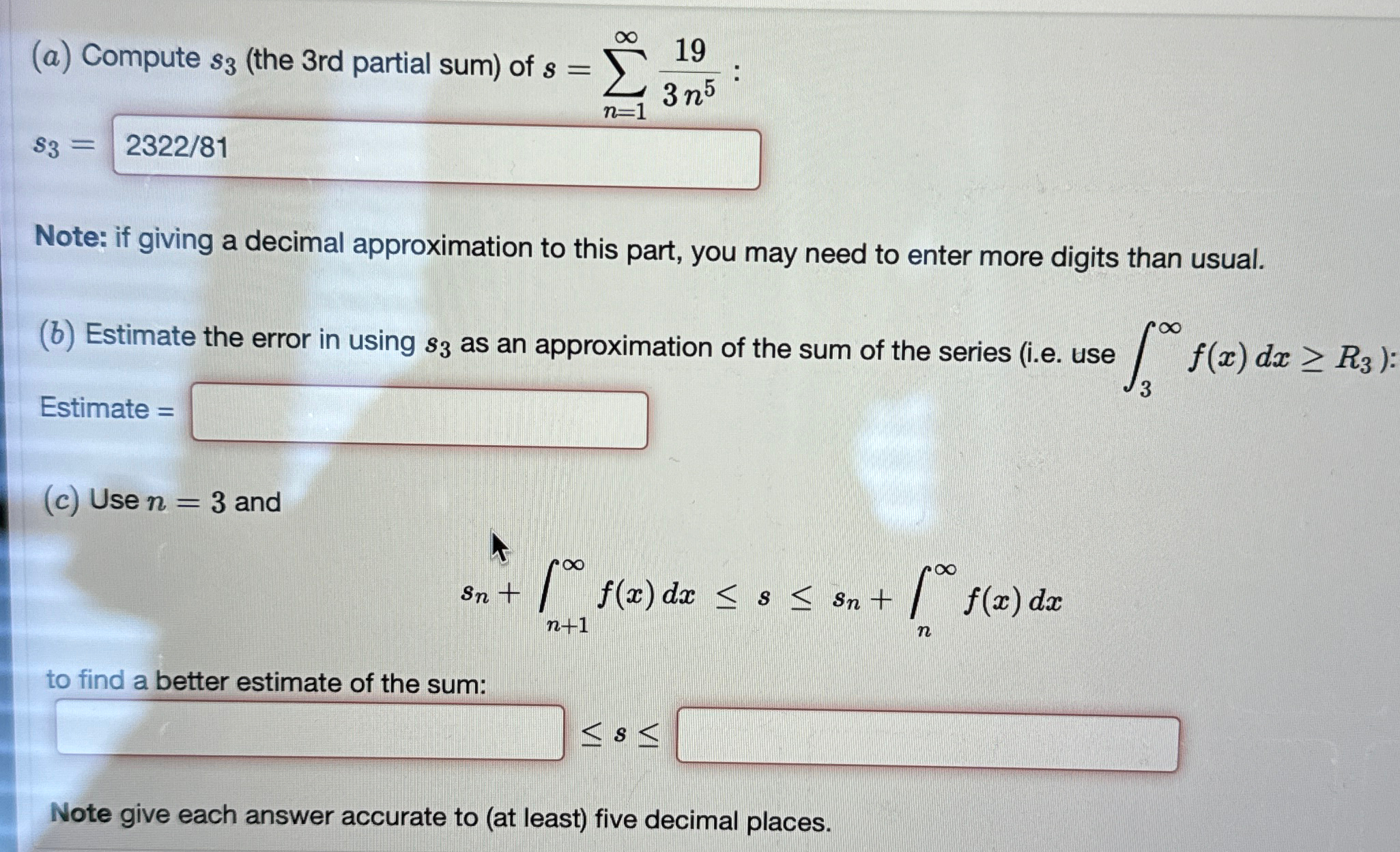 Solved (a) ﻿Compute s3 (the 3rd partial sum) ﻿of | Chegg.com