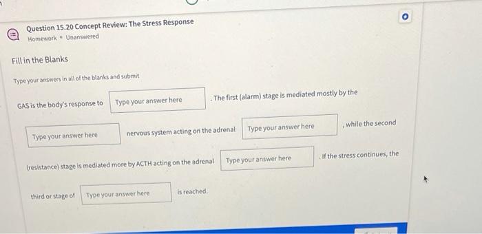 Solved Question 15.20 Concept Review: The Stress Response | Chegg.com