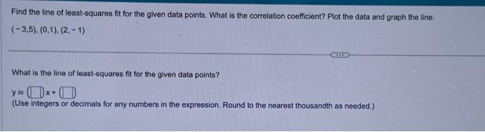 Solved Find the line of least-squares fit for the given data | Chegg.com