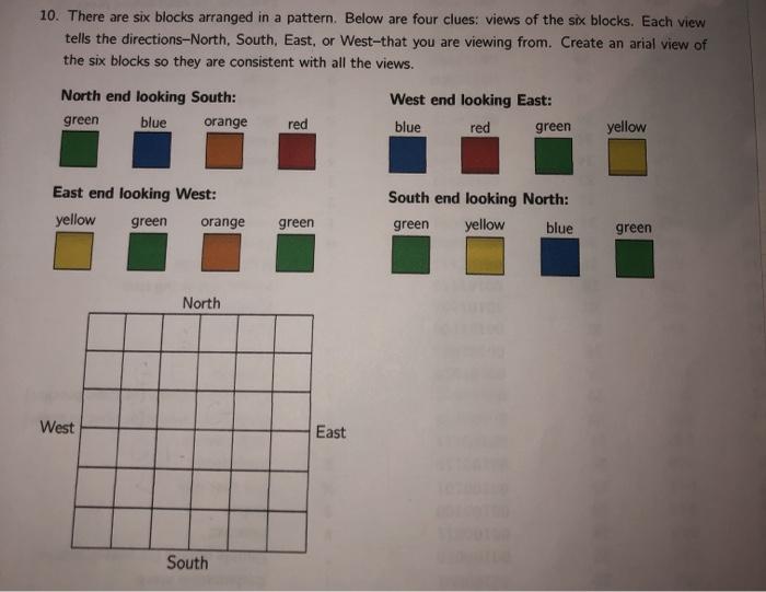 Solved 10. There are six blocks arranged in a pattern. Below | Chegg.com