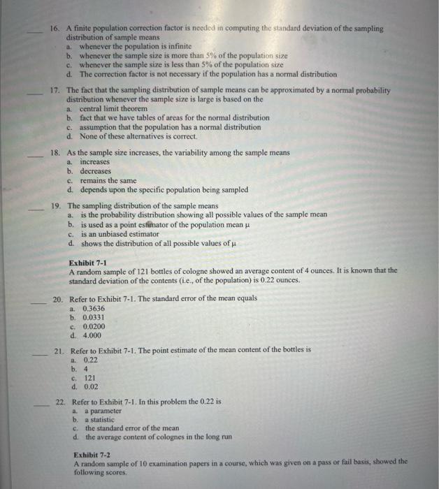 Solved Multiple Choice Identify the choice that best | Chegg.com