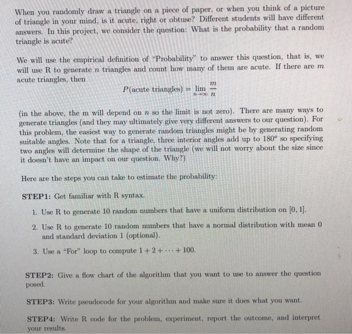 Probability of a Random Triangle Being Acute