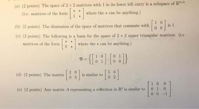 Solved Linear Algebra True or False (Please answer the | Chegg.com