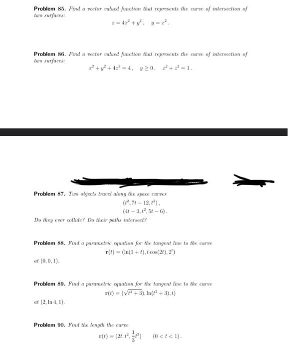 Solved Problem 85. Find a vector valued function that | Chegg.com