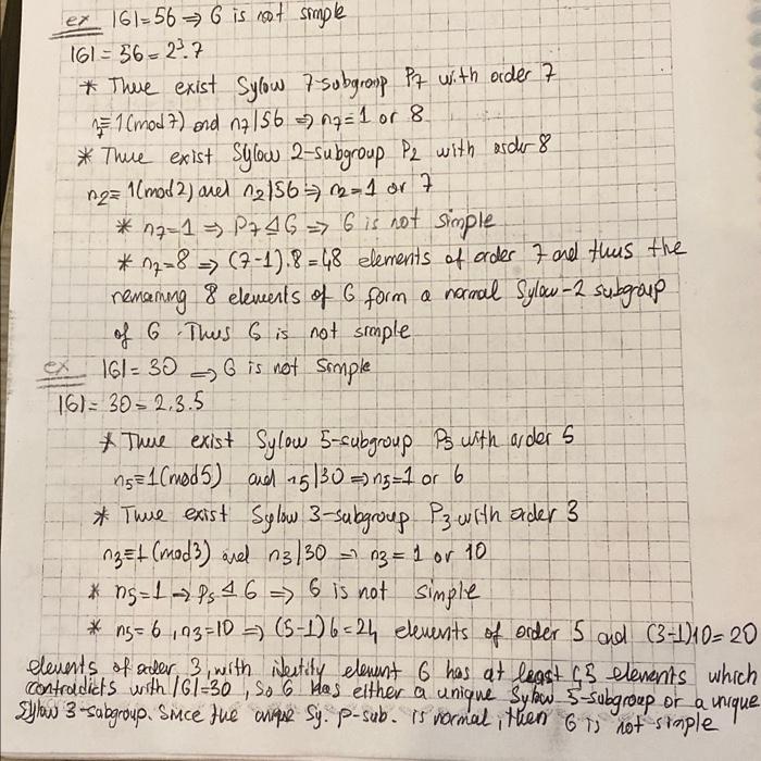 Solved determine whether a group G of order 90 is simple or | Chegg.com