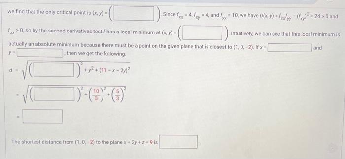 Solved Find The Shortest Distance From The Point (1,0,−2) To | Chegg.com