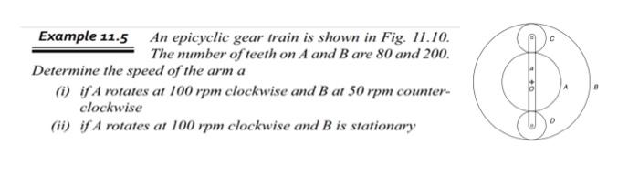 Solved Example 11.5 An epicyclic gear train is shown in Fig. | Chegg.com