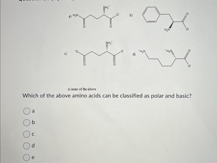 Solved which of the amino acids can be classified as polar
