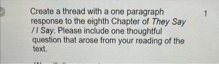 Create a thread with a one paragraph response to the | Chegg.com