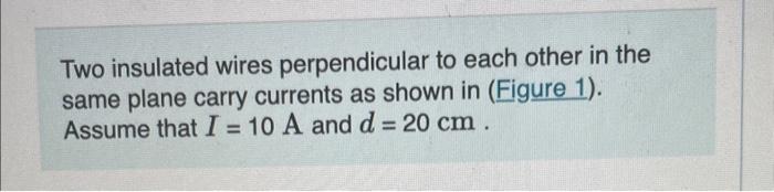 Solved Two Insulated Wires Perpendicular To Each Other In | Chegg.com