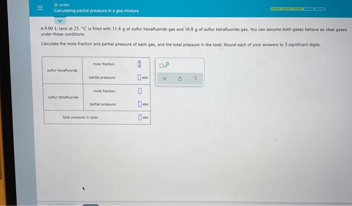 Solved O GASES Calculating partial pressure in a gas mixture | Chegg.com
