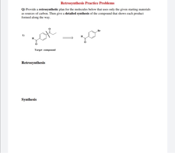 retrosynthesis practice problems and answers
