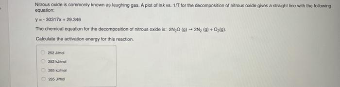 Solved Nitrous oxide is commonly known as laughing gas. A | Chegg.com