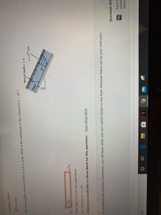 Solved Problem 5.020 33 Incorrect. The rectangular channel | Chegg.com