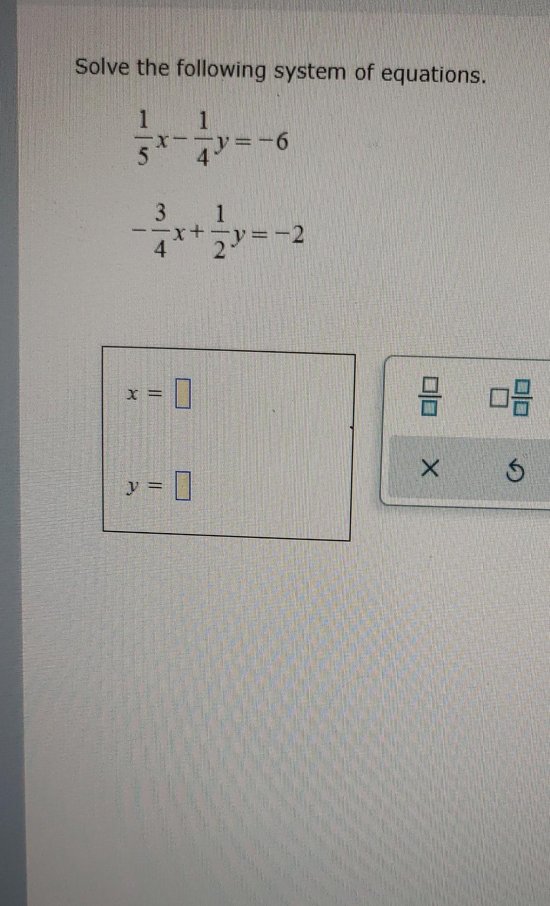 Solved Solve the following system of equations. 1 1 5x--- = | Chegg.com