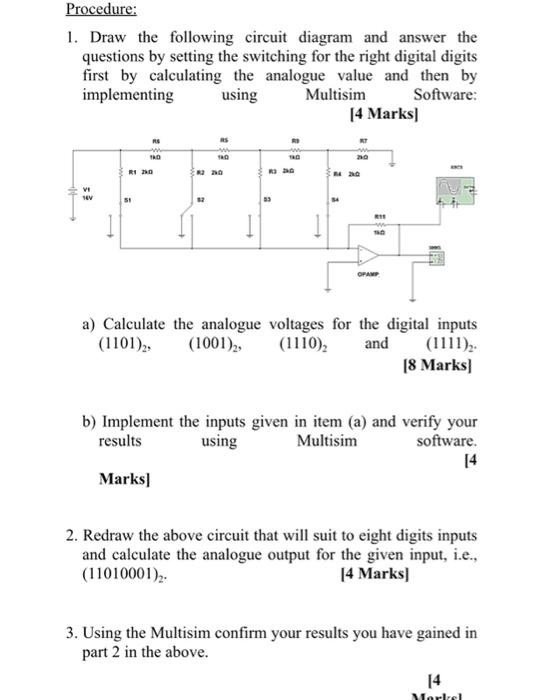 Solved Procedure: 1. Draw the following circuit diagram and | Chegg.com